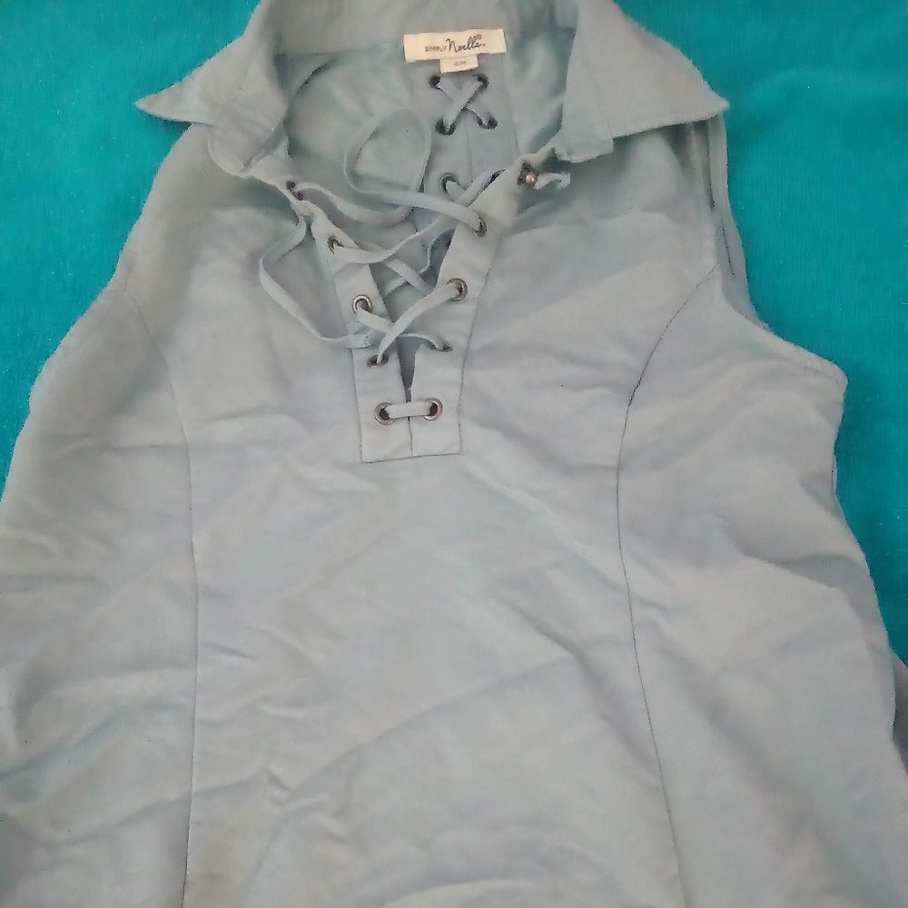 Blue Long dress Lace Up with Collar in Size Small/Medium